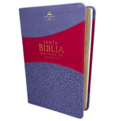 Biblia Letra Grande 12 puntos para Mujer Reina Valera 1960 imitación duotono lila floral y fucsia