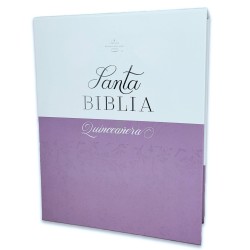 Biblia Quinceañera con Caja de Regalo Reina Valera 1960 imitación piel lila petalos con índice