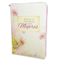 Biblia de Promesas para Mujeres con Cierre Letra Gigante Reina Valera 1960 imitación piel blanco floral